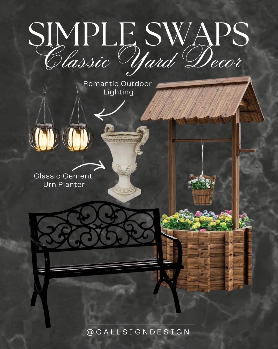 Classic outdoor decor on a budget that still feels timeless and refined. Thoughtful pieces and simple touches bring charm, warmth, and a sense of quiet elegance to your garden without overdoing it. 🌿✨ 

#OutdoorDecor #BudgetFriendly #TimelessStyle #GardenInspo #CurbAppeal #HomeDecor #DesignDetails #callsigndesign