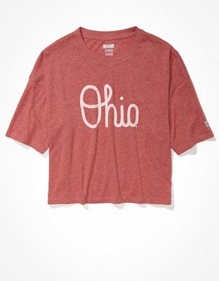 Tailgate Women's Ohio State Buckeyes Cropped Graphic T-Shirt | American Eagle Outfitters (US & CA)