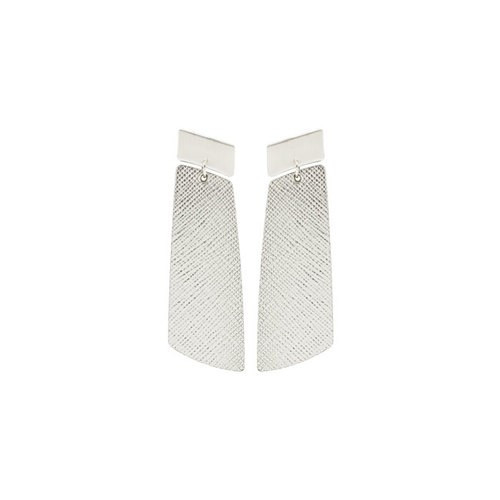 Silver Leaf Gem Drop Statement Leather Earrings | Nickel and Suede