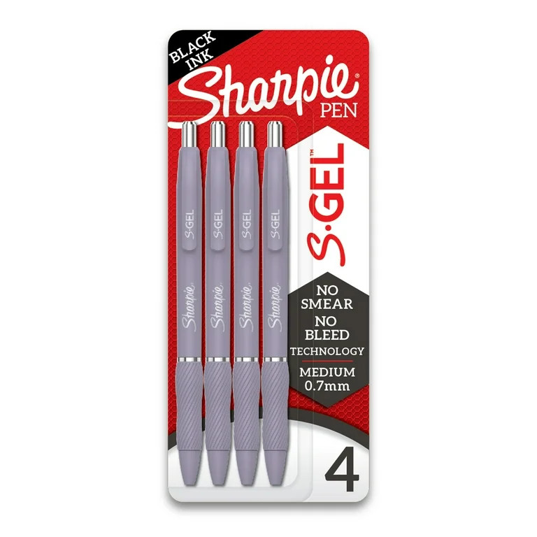 Sharpie S-Gel Pens, Medium Point (0.7mm), Violet Barrel, Black Ink, 4 Count | Walmart (US)