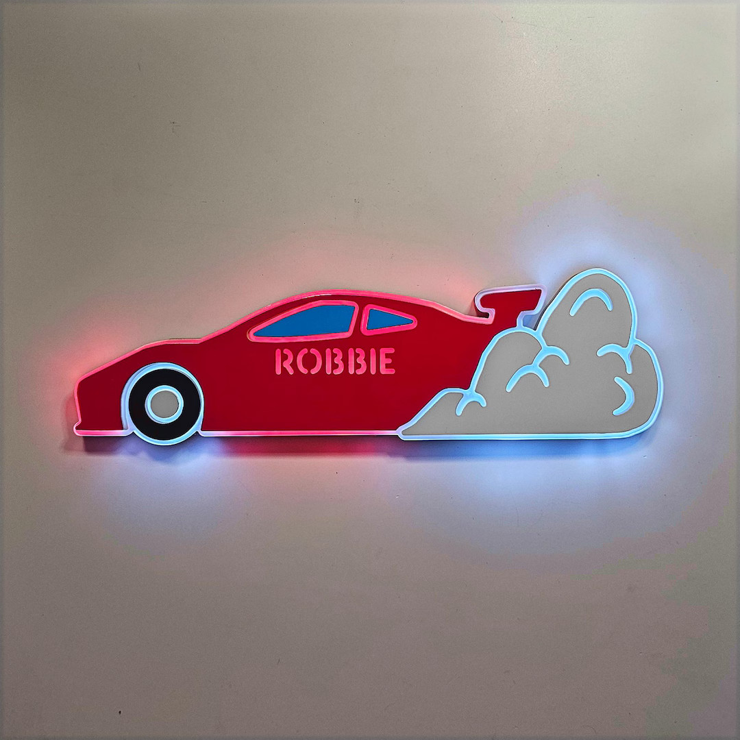 Personalized Car Light up Wall Sign, Neon Like, Name Night Light, Edge Lit LED, Car Light Art, Ra... | Etsy (US)