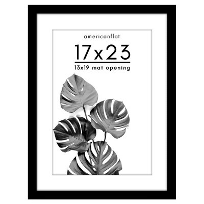 Americanflat 17"x23" Poster Frame - Use as 13"x19" Frame with Mat or 17"x23" Frame Without Mat - Wide Picture Frame with Polished Plexiglass - Black | Target