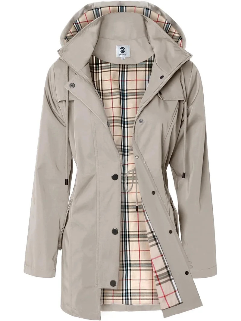 Women's Long Raincoat with Hood Outdoor Lightweight Windbreaker Rain Jacket Waterproof | Walmart (US)