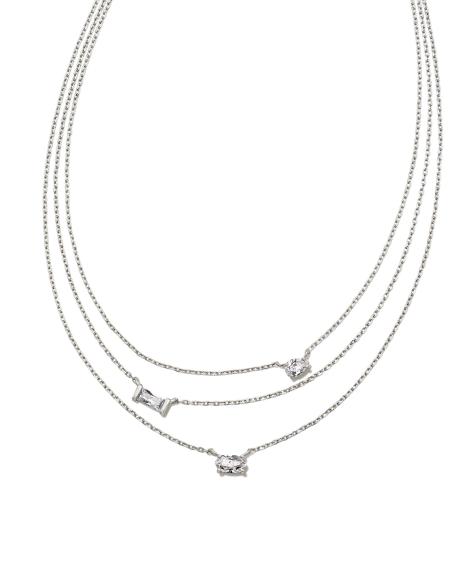 Mayel Gold Multi Strand Necklace in White Crystal | Kendra Scott