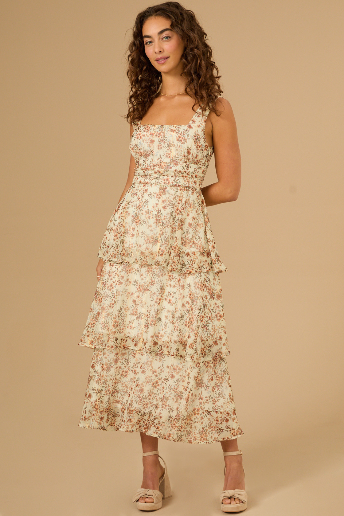 Raven Shimmer Floral Dress in Ivory | Altar'd State | Altar'd State