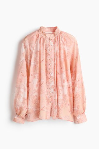 H & M - Oversized Lyocell Blouse - Light Pink/Paisley | H&M (US + CA)