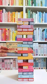 Pippi Post Tumbling Book Stack Game, 51 Wooden Blocks, Bibliophiles Game | Amazon (US)