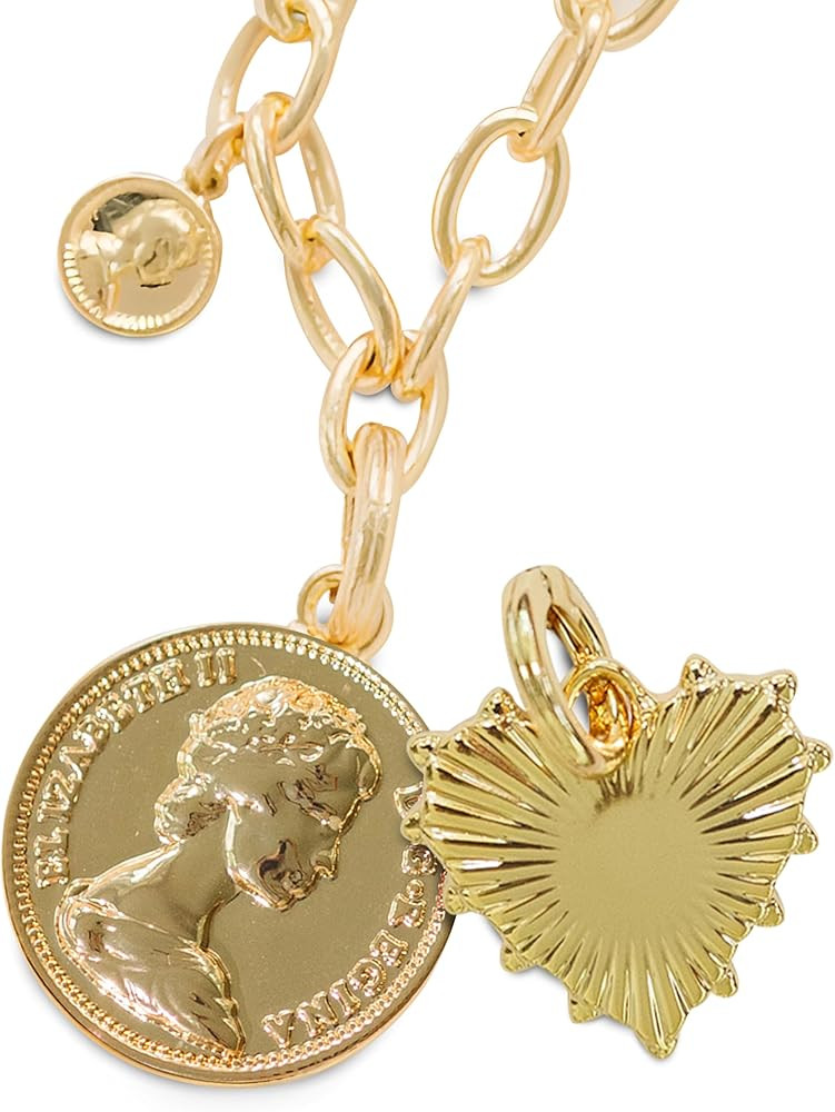 Harper Meyers Gold Medallion Necklace & Sunburst Heart Charm Bundle – Bold Statement Jewelry fo... | Amazon (US)