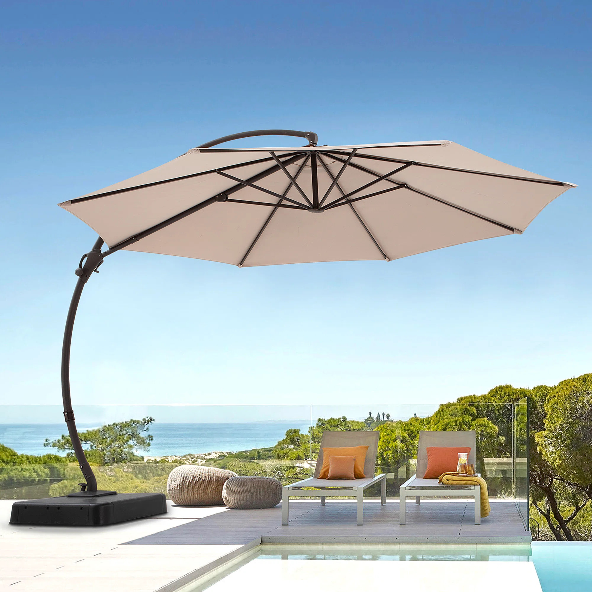 Arlmont & Co. Ebonique Cantilever Umbrella with Base Included & Reviews | Wayfair | Wayfair North America