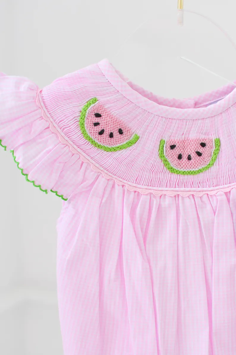 Watermelon Smocked Bubble in Pink - Etsy | Etsy (Global)