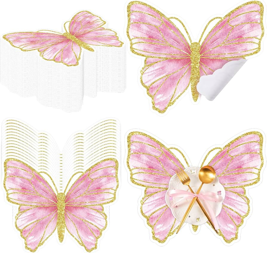 Harloon 50 Pcs Butterfly Paper Placemats Disposable Colorful Butterfly Table Mats for Spring Summ... | Amazon (US)