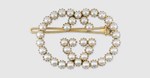 Pearl Interlocking G hair clip | Gucci (US)