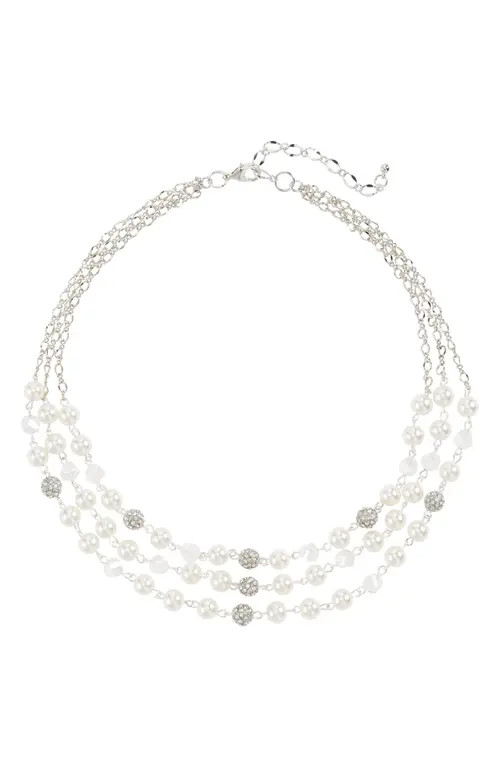 CRISTABELLE Three-Row Crystal & Imitation Pearl Necklace at Nordstrom | Nordstrom