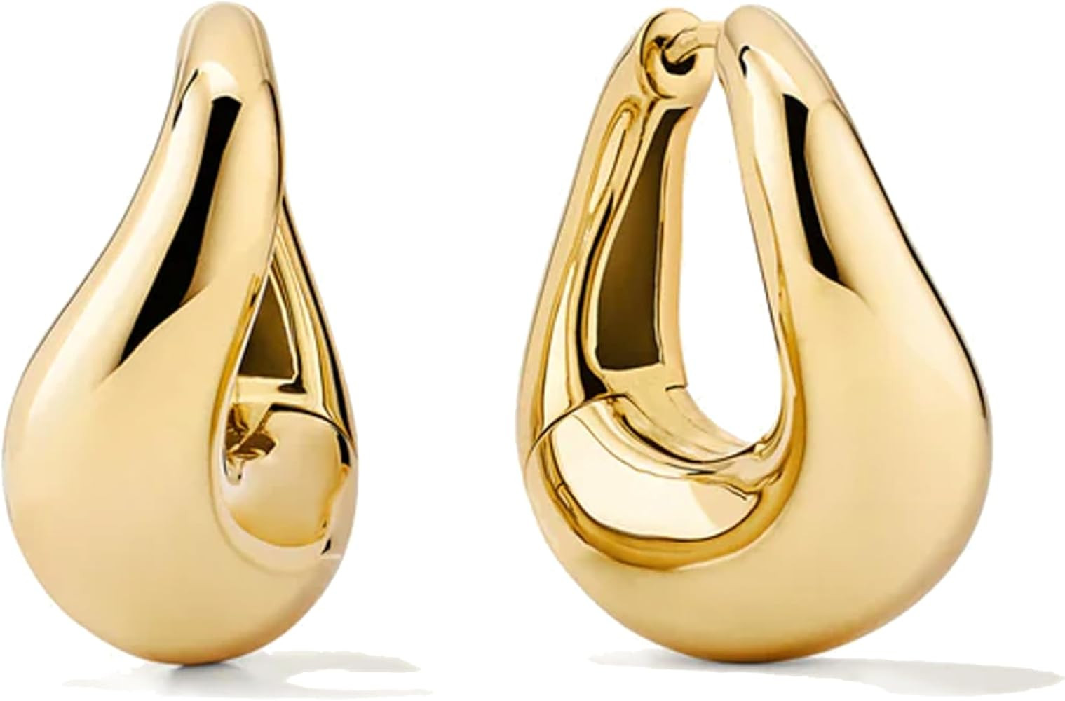 Free bird Chunky Gold Hoops 14K Gold Plated Sterling Silver Posts Twisted Hoop Earrings | Amazon (US)