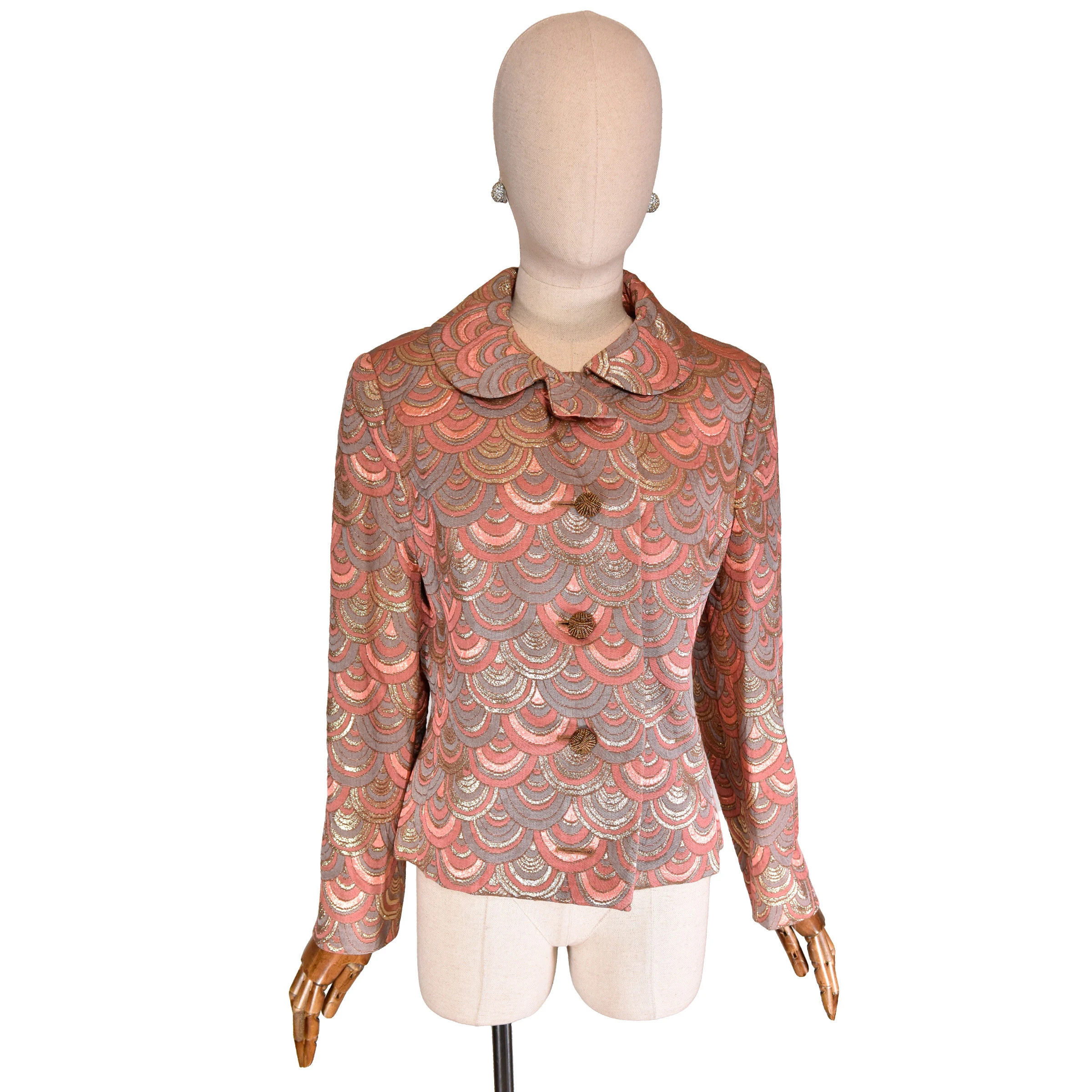 Vintage 60s Brocade Party Jacket: Pink Lurex Baby Collar | Etsy (US)
