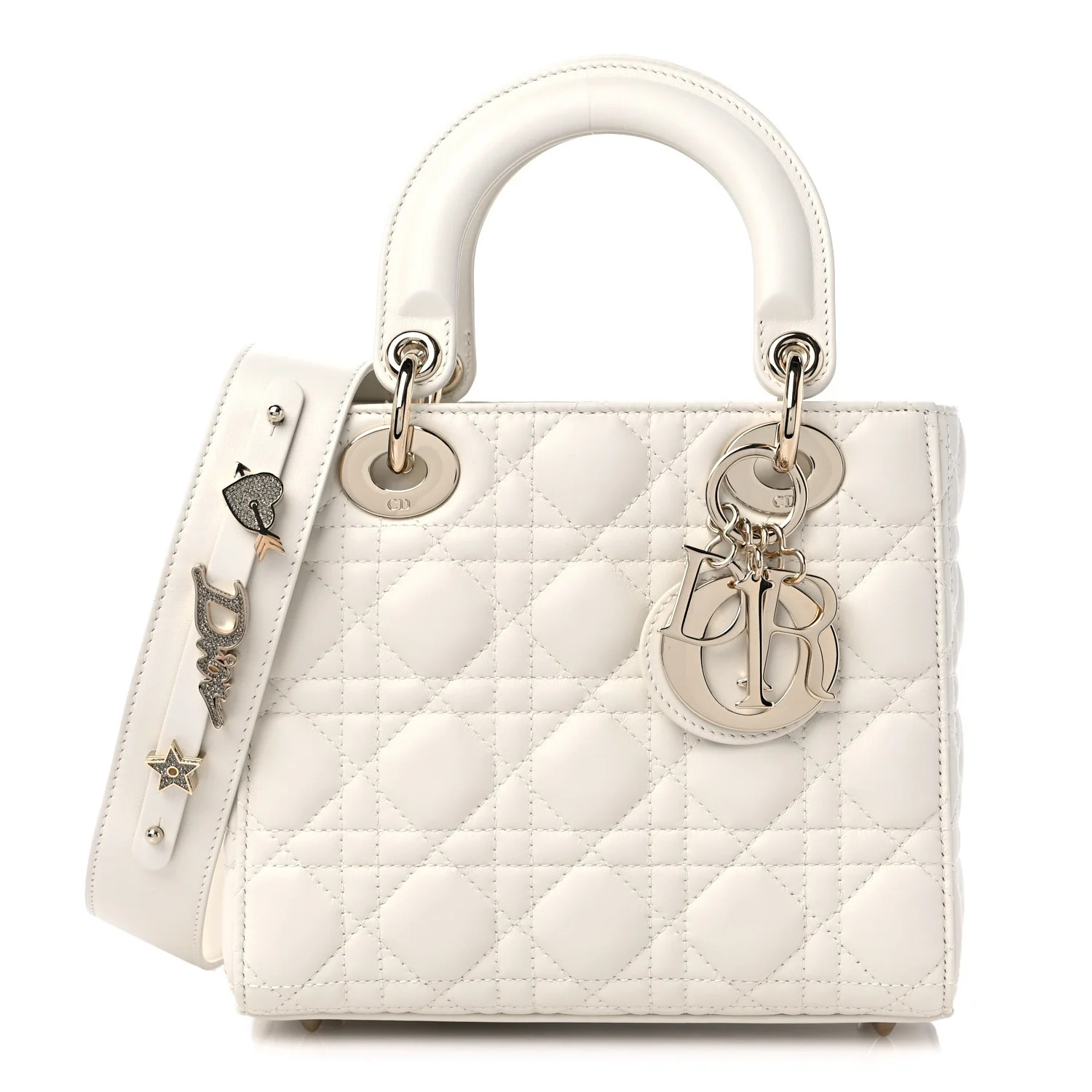 Lambskin Cannage Small My ABCDior Lady Dior White | FASHIONPHILE (US)