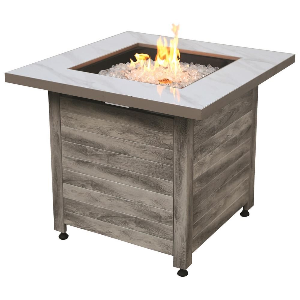 Mr. Bar-B-Q 30 in. W x 24 in. H Outdoor Square Steel Frame LP Gas White Fire Pit with Piezo Ignition | The Home Depot