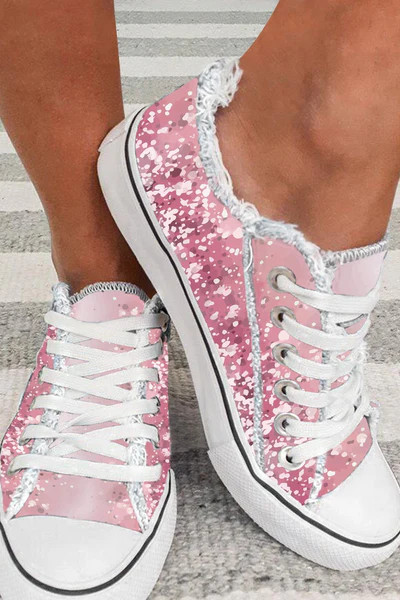 Cherry Blossom Lace Up Canvas Shoes | Evaless