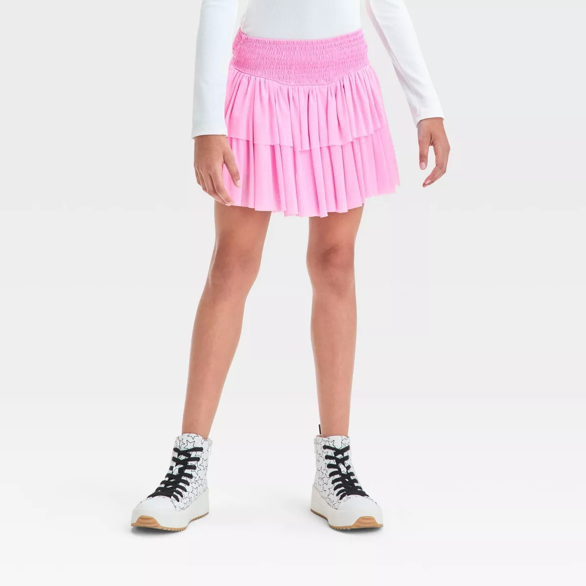 Girls' Smocked Tiered Mesh Skort art class™ | Target