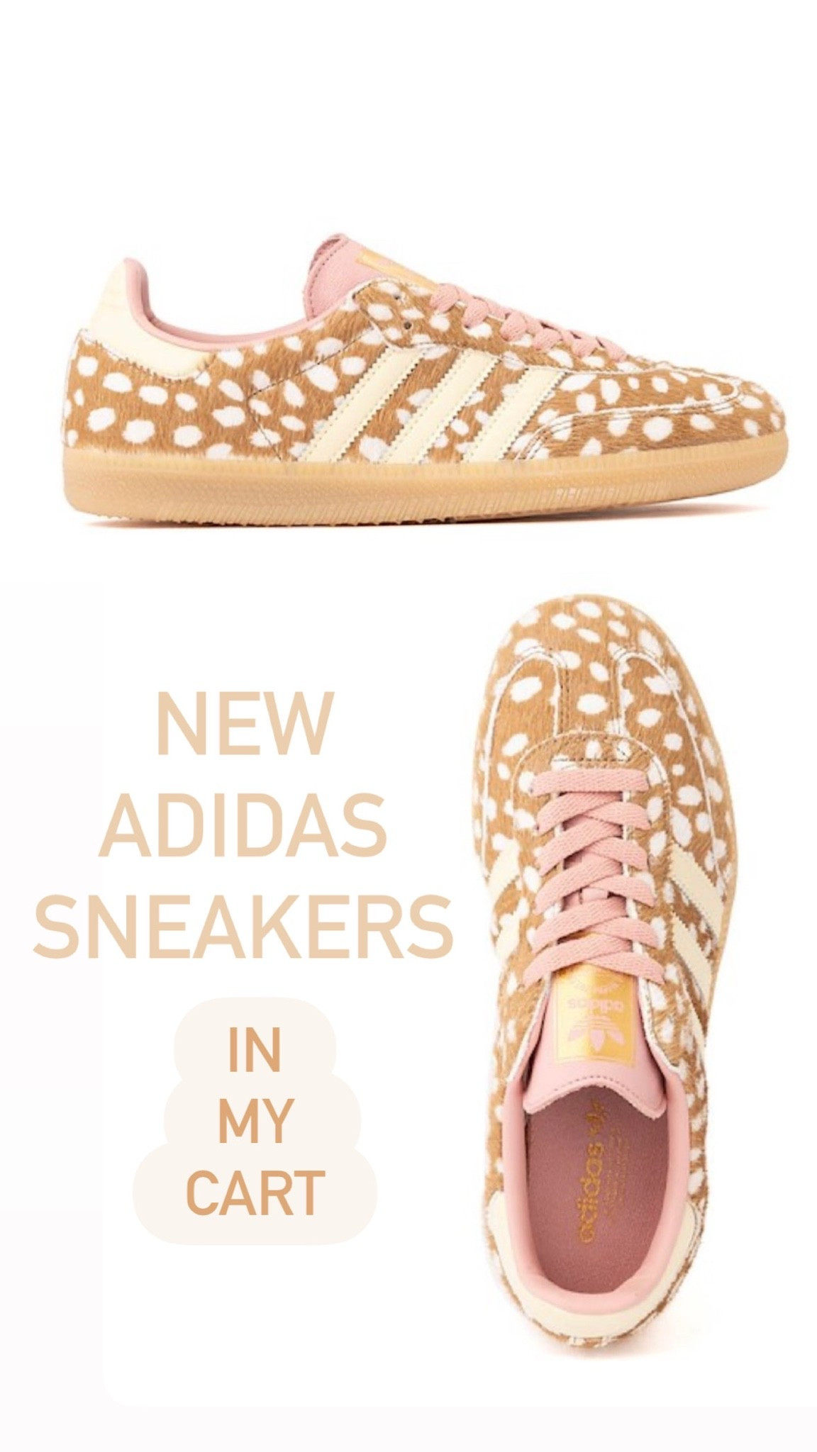 The cutest new adidas sneakers! Fawn print sneakers