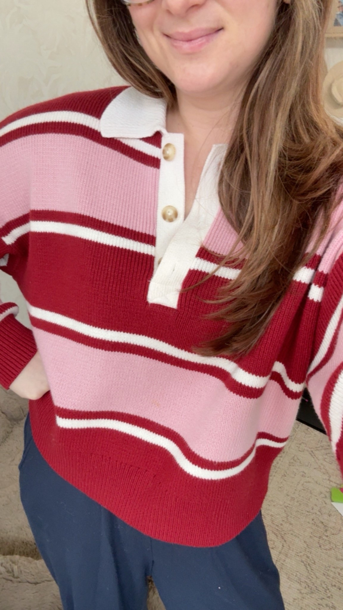 Valentine’s Day top red and pink top 
Rugby sweater polo collar 



#LTKSaleAlert #LTKValentine #LTKSeasonal