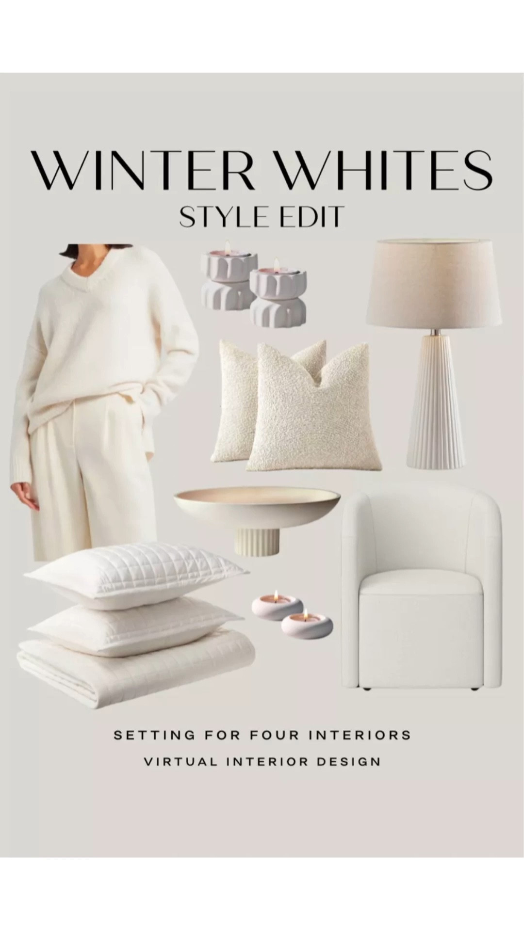 Winter whites style edit. Cozy warm white decor and fashion ideas.

Organic modern, transitional, lovingroom, bedroom, coffee table decor, lounge wear, fashion, sweater, table lamp, pillows, boucle, swivel chair, bedding, velvet, bowl, candles, 

#LTKFindsUnder100 #LTKFindsUnder50

#LTKHome #LTKSaleAlert #LTKSeasonal