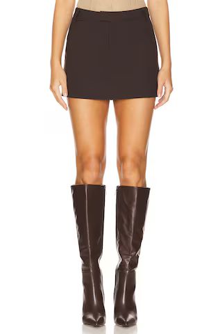 Bardot Maika Mid Rise Mini Skirt in Dark Chocolate from Revolve.com | Revolve Clothing (Global)