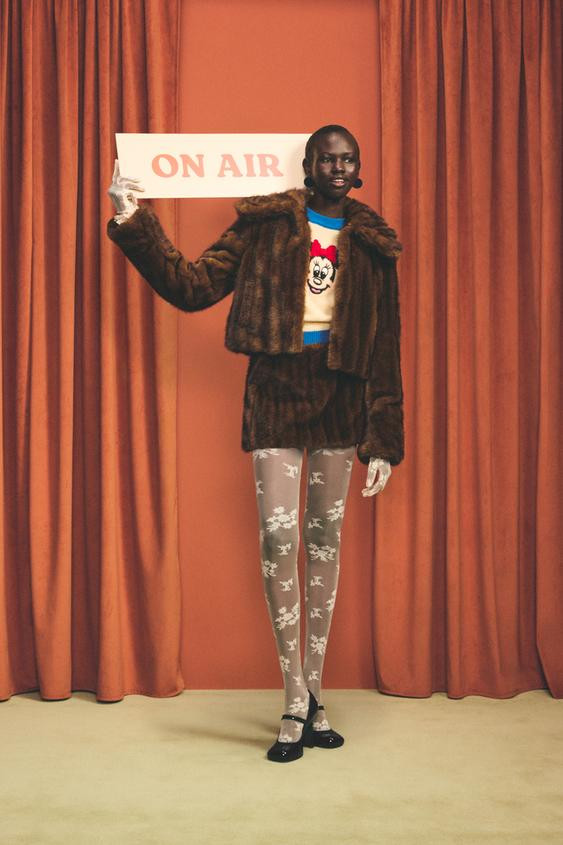 CROPPED FIT FAUX FUR JACKET HARRY LAMBERT FOR ZARA X DISNEY | Zara US