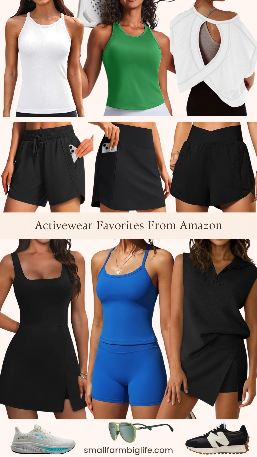 Activewear that actually makes you want to work out and Amazon has so many great options right now at prices that make it easy to refresh your gym bag without spending a lot. I rounded up my favorites from quick dry running shorts and high waisted skorts to racerback tanks, open back workout tops, and two piece sets in black, white, green, and sapphire. The athletic dress with built in shorts is such a versatile piece that takes you from a workout straight to errands, and the Brooks Ghost 17 and New Balance 327 are two of the best sneaker options for comfort and support. Tap to shop! 

 #LTKootd #LTKActive #LTKOver40