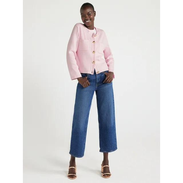 Free Assembly Women’s Long Sleeve Cardigan Sweater with Chest Pockets, Midweight, Sizes XS-XXL | Walmart (US)