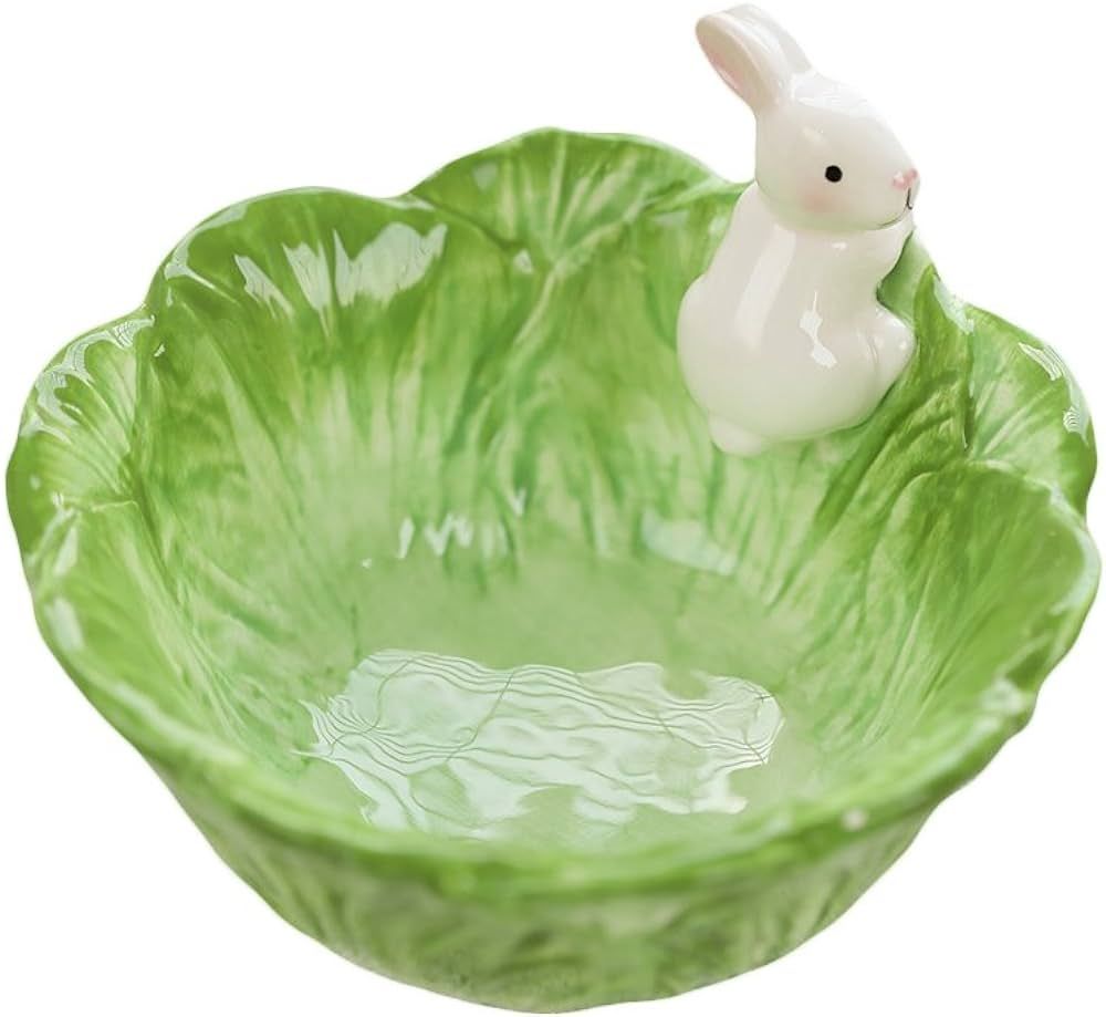 WAIT FLY Cute Cartoon Cabbage with Rabbit Shaped Ceramic Bowls Rice Bowls/ Salad Bowls/ Soup Bowl... | Amazon (US)