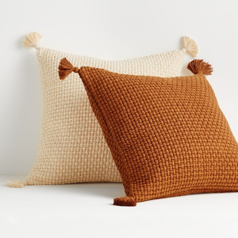 Elna 23" Fringed Pillows | Crate and Barrel | Crate & Barrel