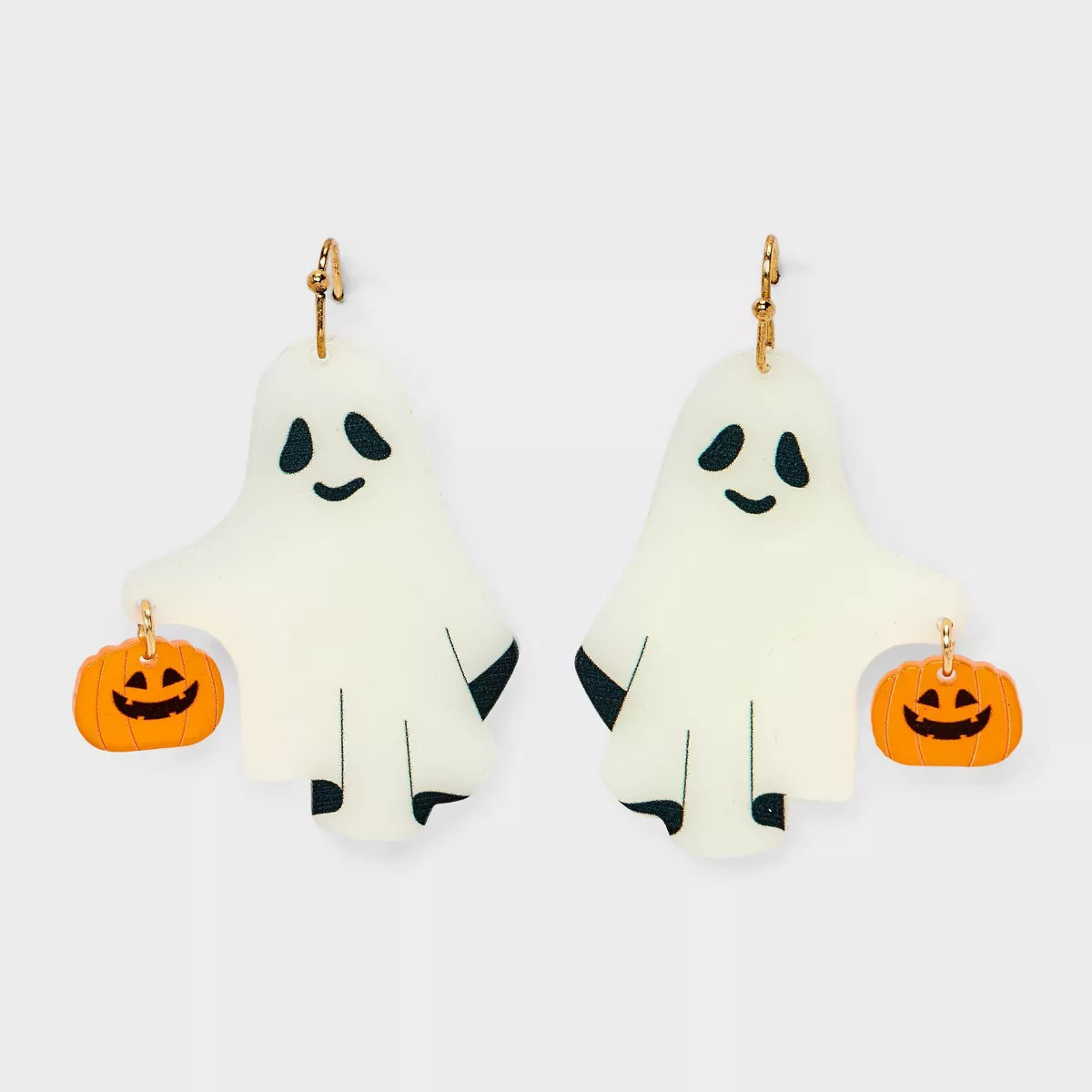Halloween Ghost with Carved Pumpkin Drop Earrings - White/Orange | Target