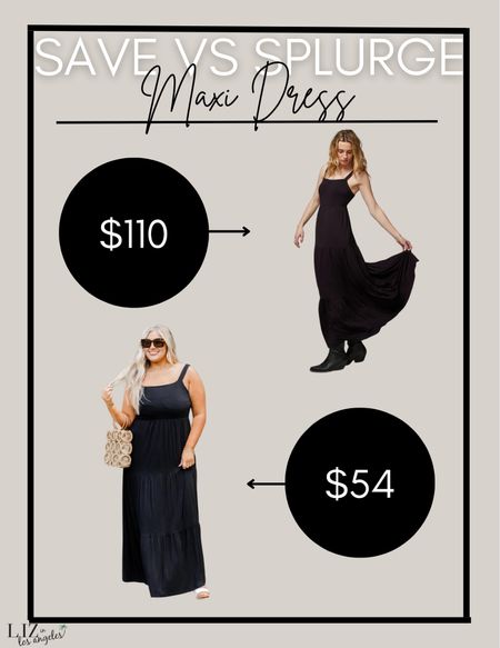 This is a great save vs splurge. This simple black maxi is half the price in our save!  It’s a great simple dress for a casual outfit, a baby shower or even a casual date night outfit.  It’s a great simple spring dress and must have basic dress. 

#LTKSeasonal #LTKFind #LTKsalealert