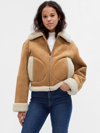 Vegan Suede Sherpa-Trim Jacket | Gap (CA)