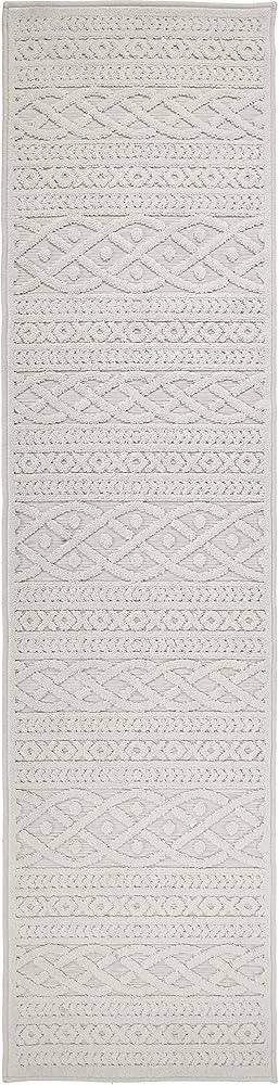 Orian Rugs Boucle Collection 414011 Indoor/Outdoor High-Low Jenna Runner Rug, 1'11" x 7'6", Natur... | Amazon (US)