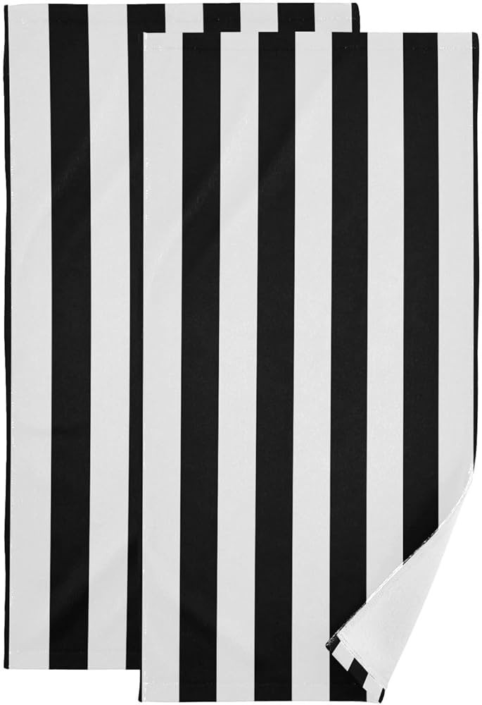 Black and White Striped Hand Towels for Bathroom 2 Pack,Microfiber Soft Absorbent Modern Fashion ... | Amazon (US)
