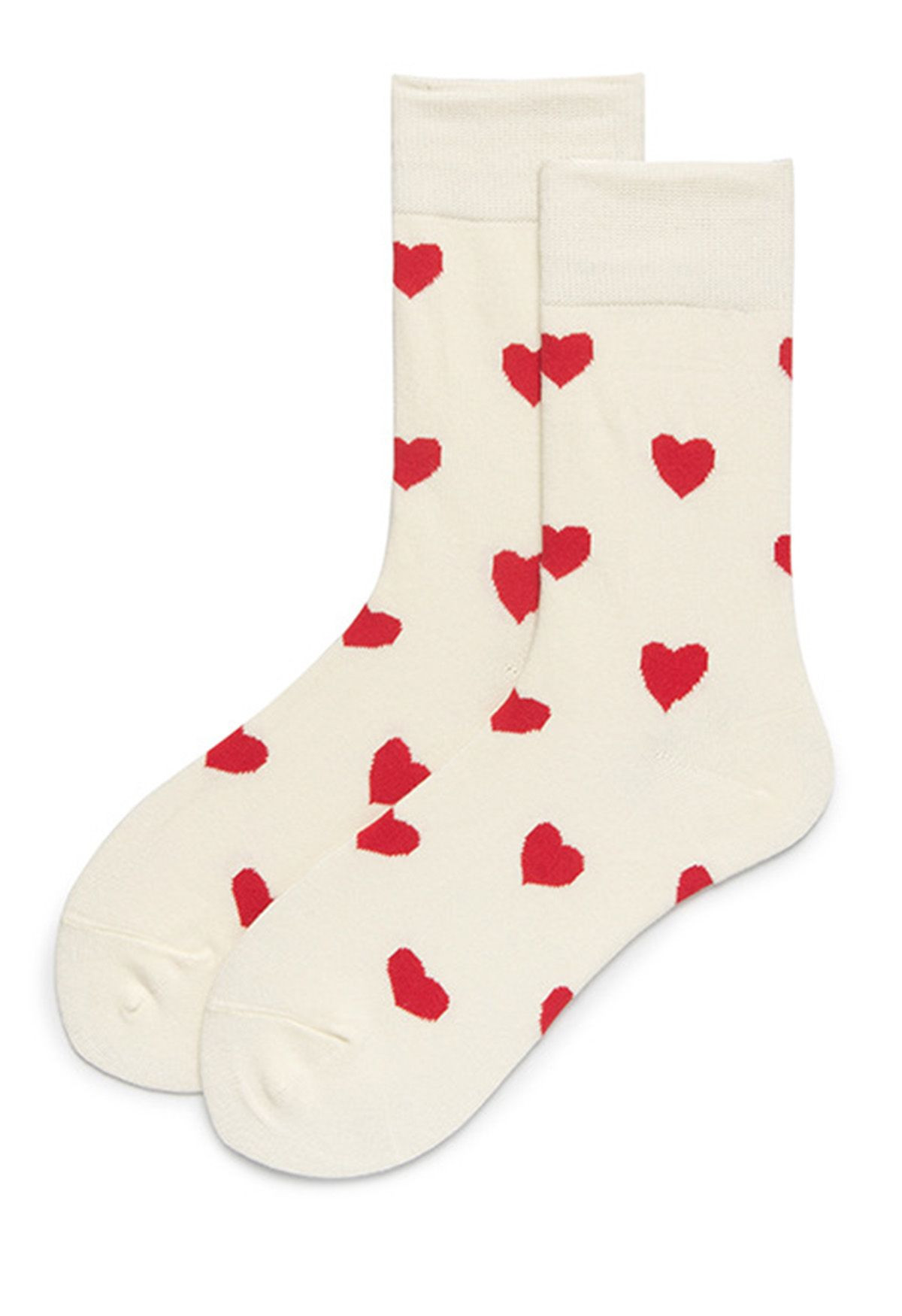 Little Red Heart Cotton Crew Socks | Chicwish