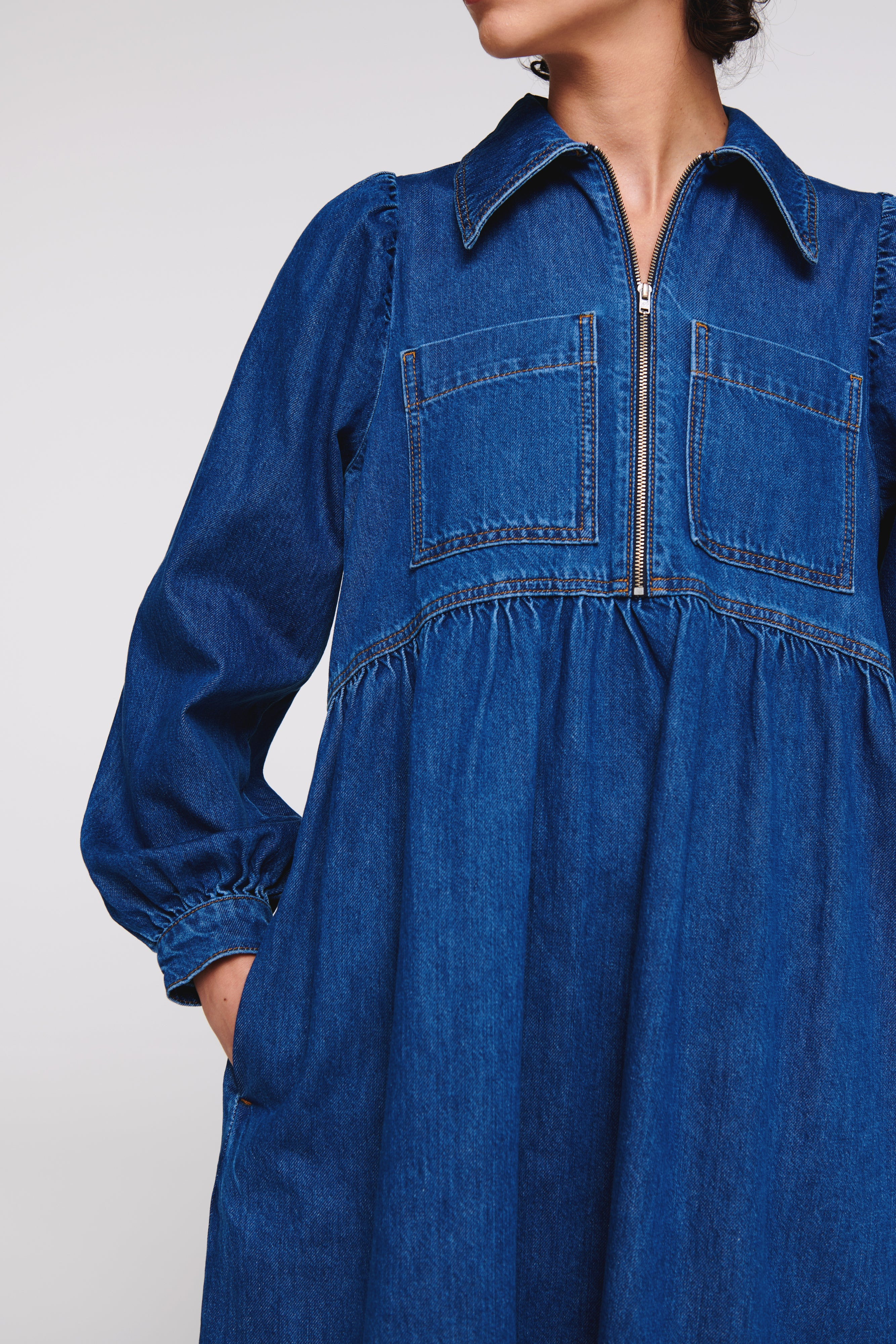 Gabriella | Denim Midi Dress in Mid Wash | ALIGNE | Aligne UK