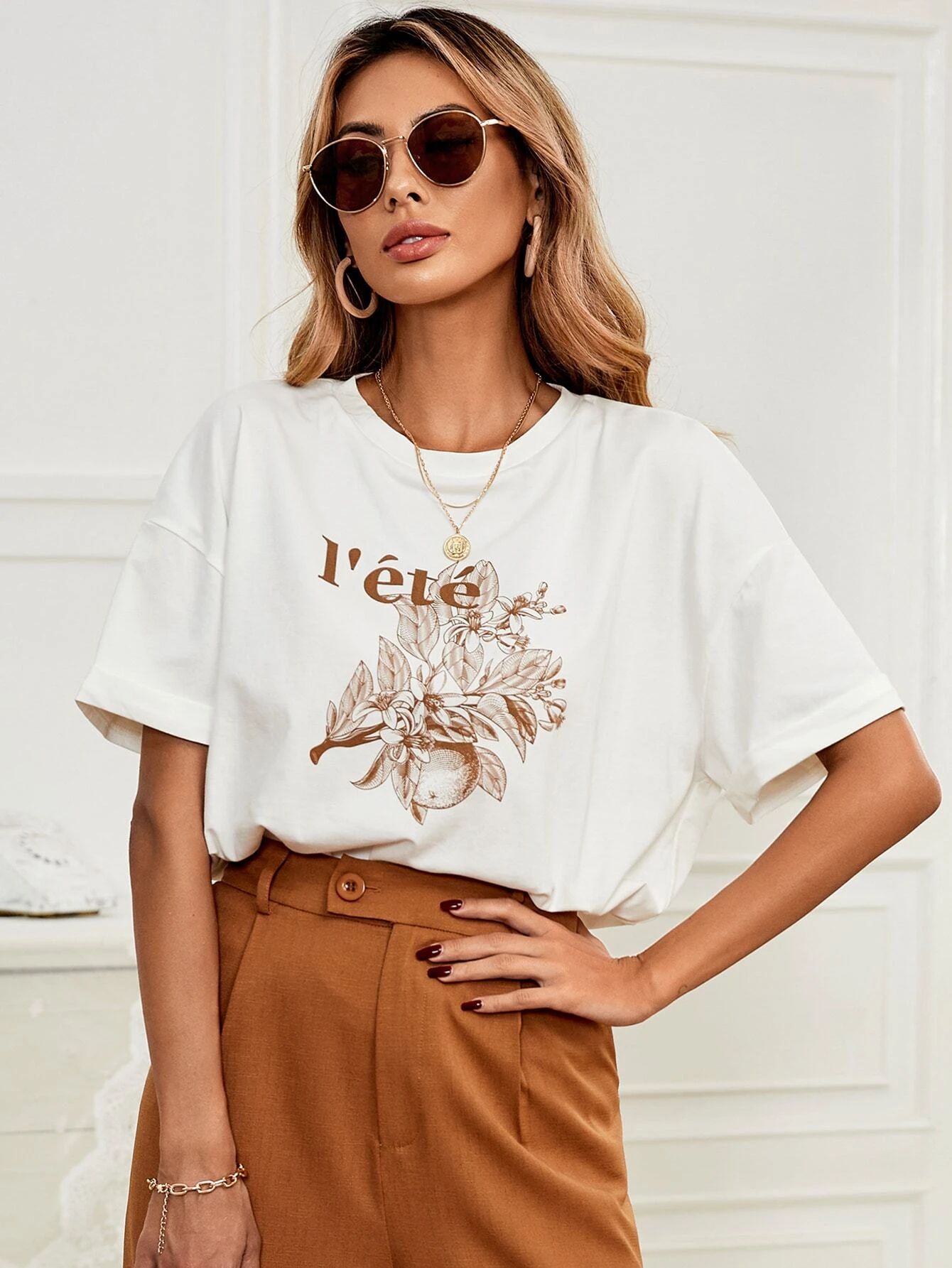Floral & Letter Graphic Tee | SHEIN