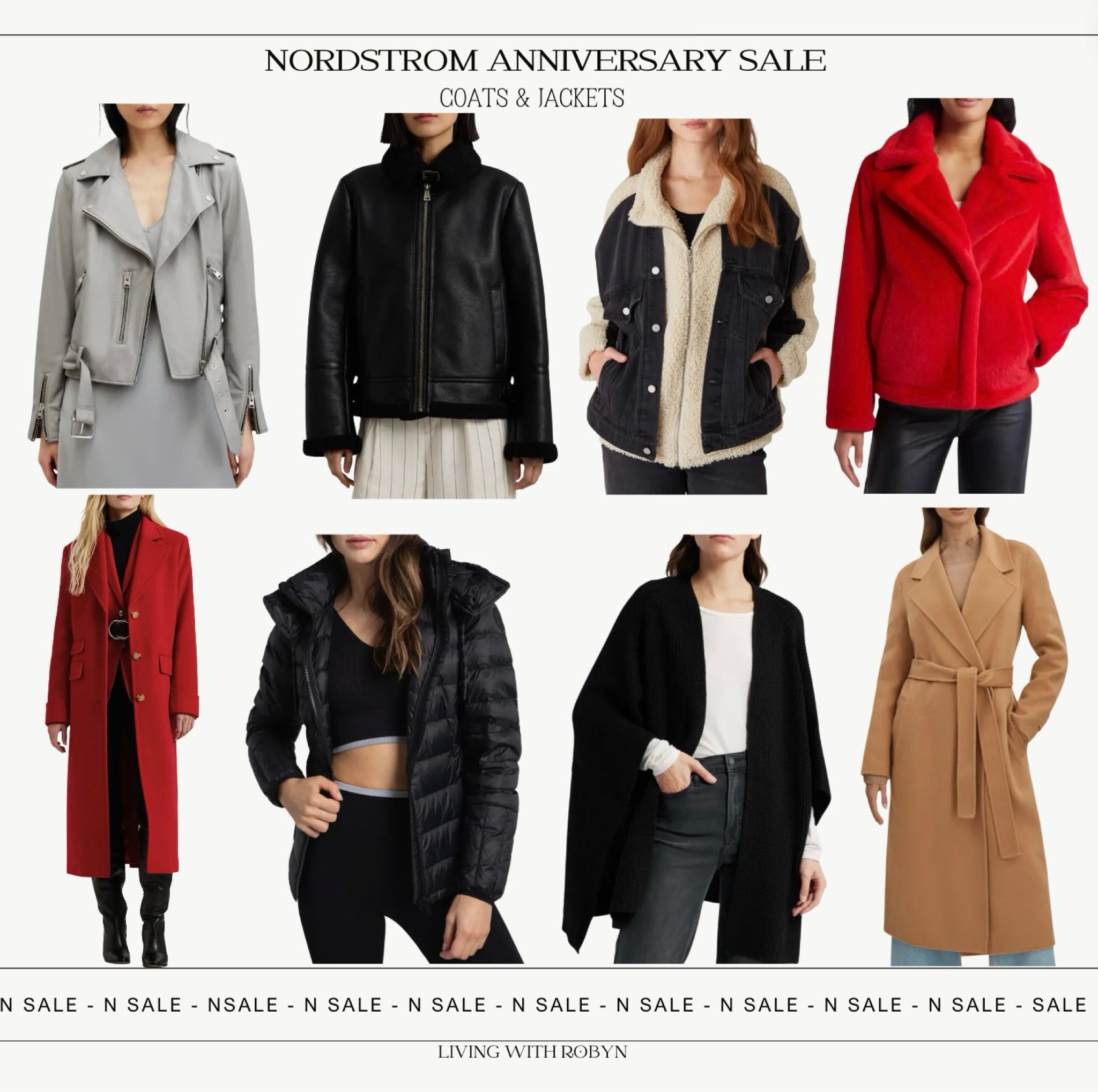 Nordstrom Anniversary Sale
Coats & Jackets 
Outerwear 
Denim Jacket, Wool Coat, Down Puffer Jacket, Faux Fur Jacket, Bomber Jacket, All Saints, Ralph Lauren, Lole, Sam Edelman 

#LTKTravel #LTKxNSale #LTKStyleTip
