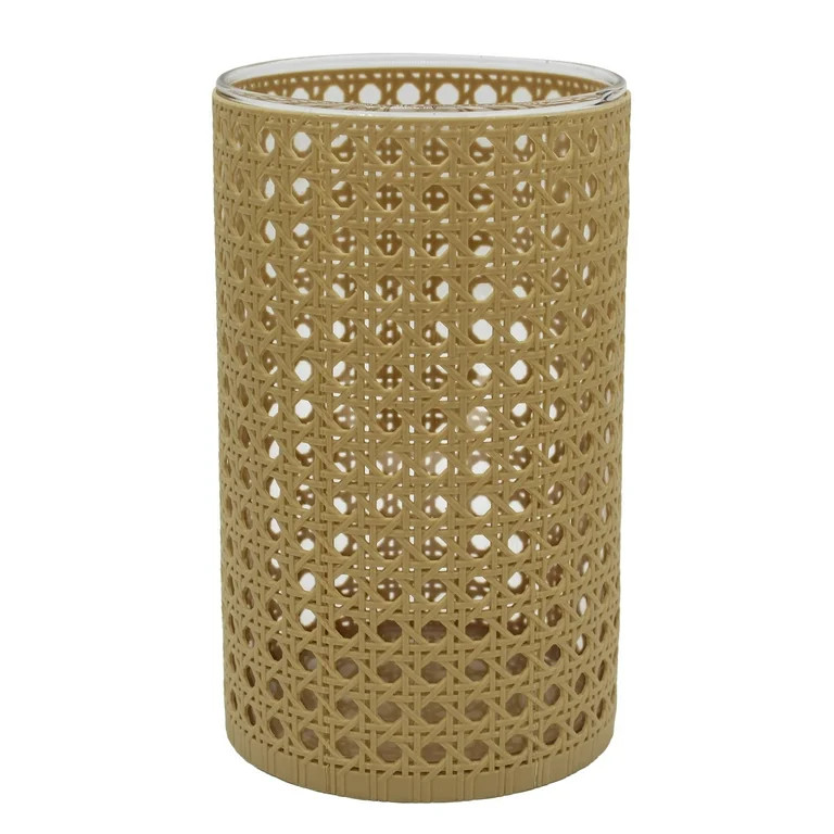 Better Homes & Gardens Clear Glass Hurricane Candleholder Wrapped in Brown Woven Thermoplastic Ru... | Walmart (US)
