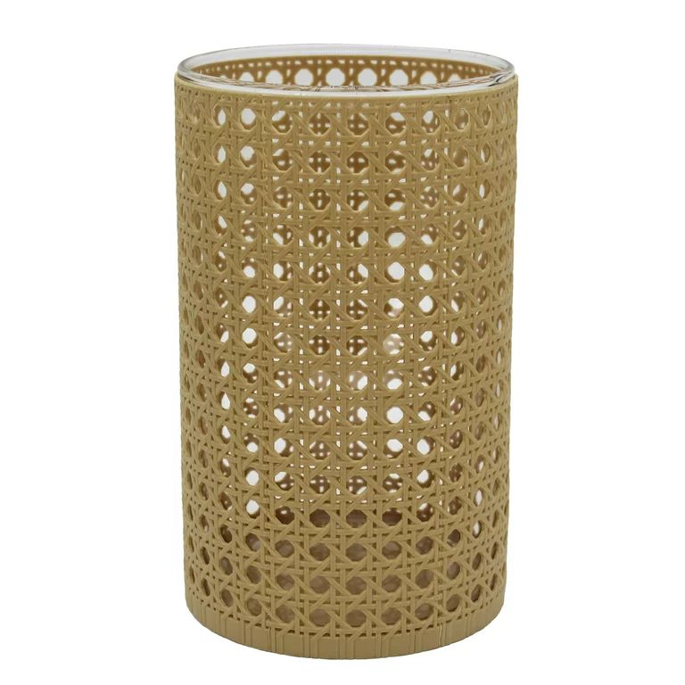 Better Homes & Gardens Clear Glass Hurricane Candleholder Wrapped in Brown Woven Thermoplastic Ru... | Walmart (US)
