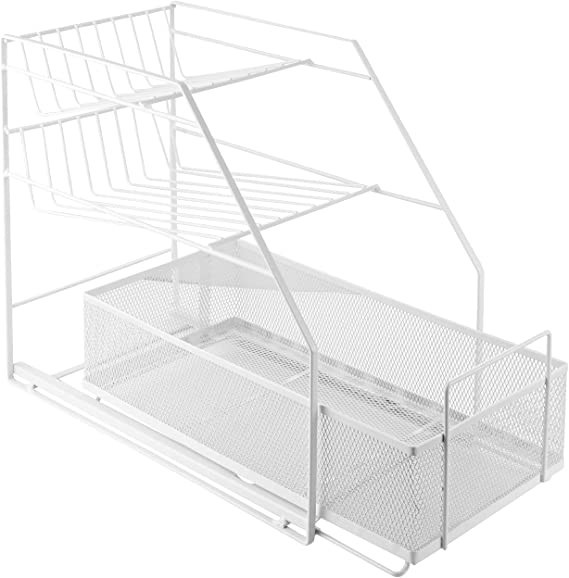 Kixue 3 Tier Under Sink Organizer, Metal Pull Out Bathroom Organizer, Kitchen Organizer with Slid... | Amazon (US)