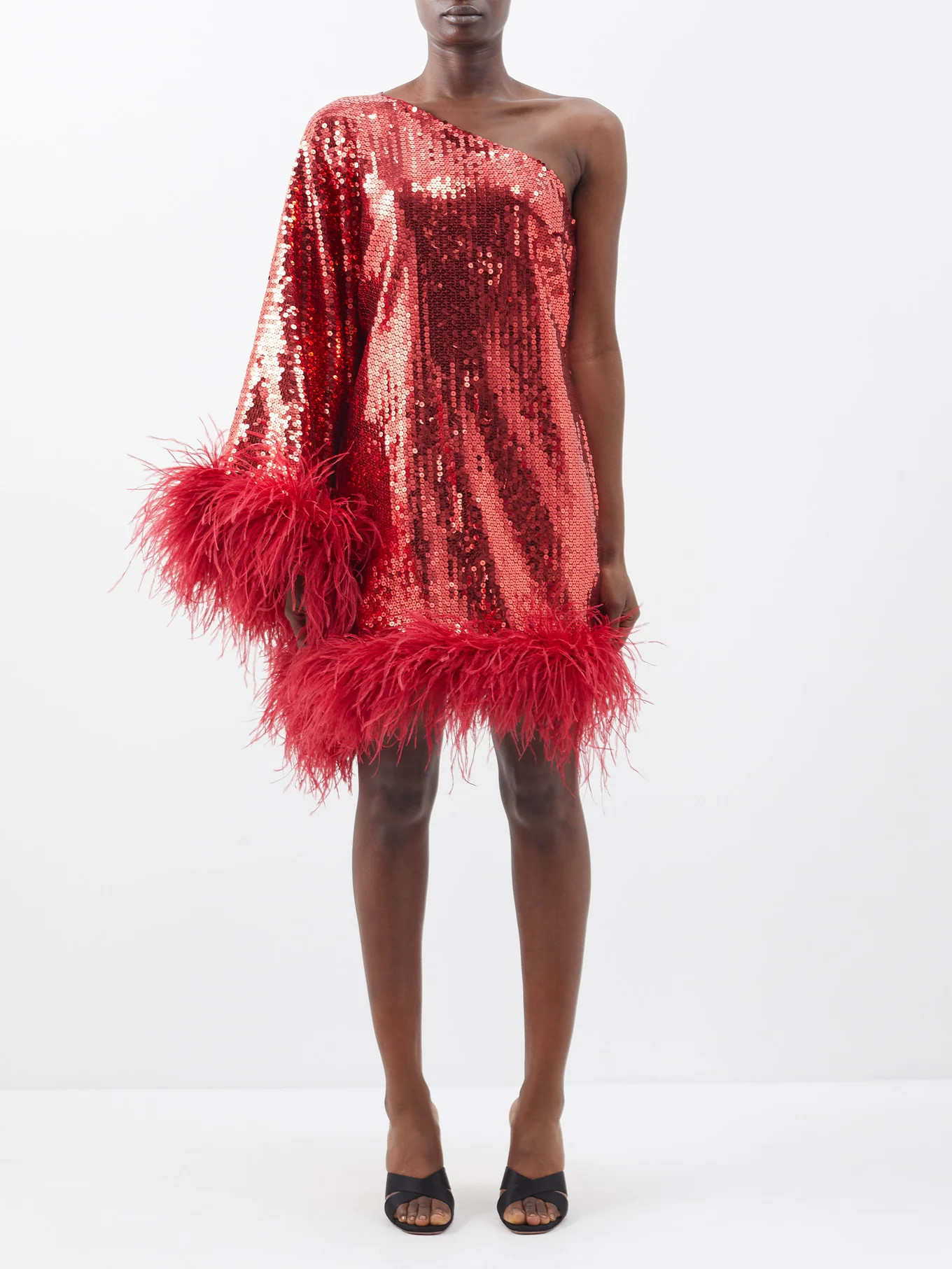 Piccolo Disco feather-trim sequinned crepe dress | Taller Marmo | Matches (US)