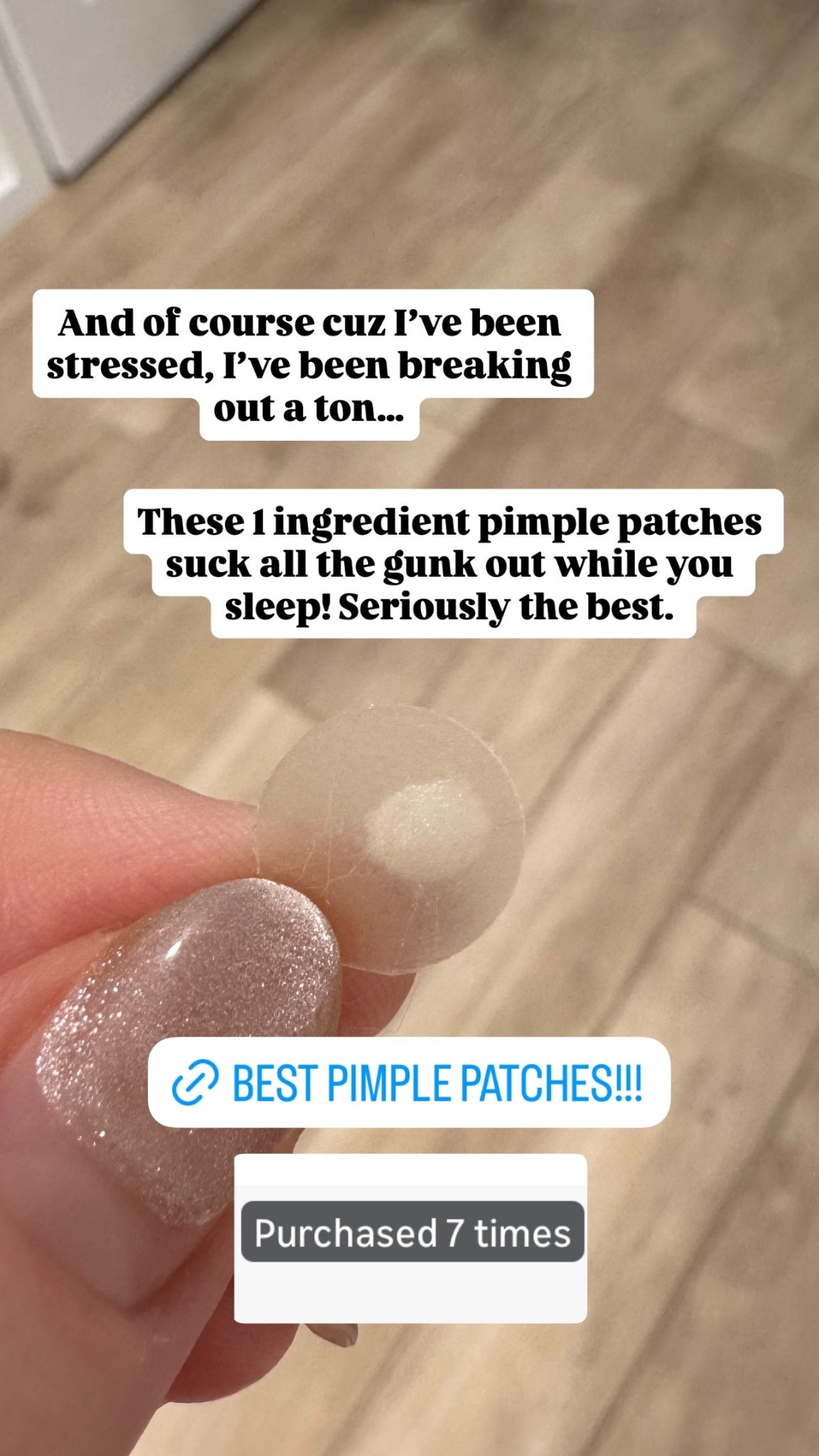 And of course cuz I’ve been stressed, I’ve been breaking out a ton… These 1 ingredient pimple patches suck all the gunk out while you sleep! Seriously the best.