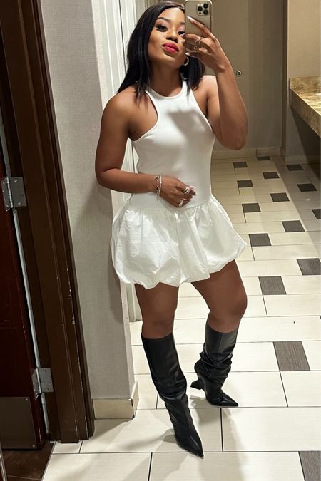 Girls night out in white dress and black boots 

Wearing a size medium in this dress because of the length. The dress is very stretchy.

Lipstick: Stunna 

#whitedress
#datenight

#LTKshoecrush #LTKstyletip #LTKU