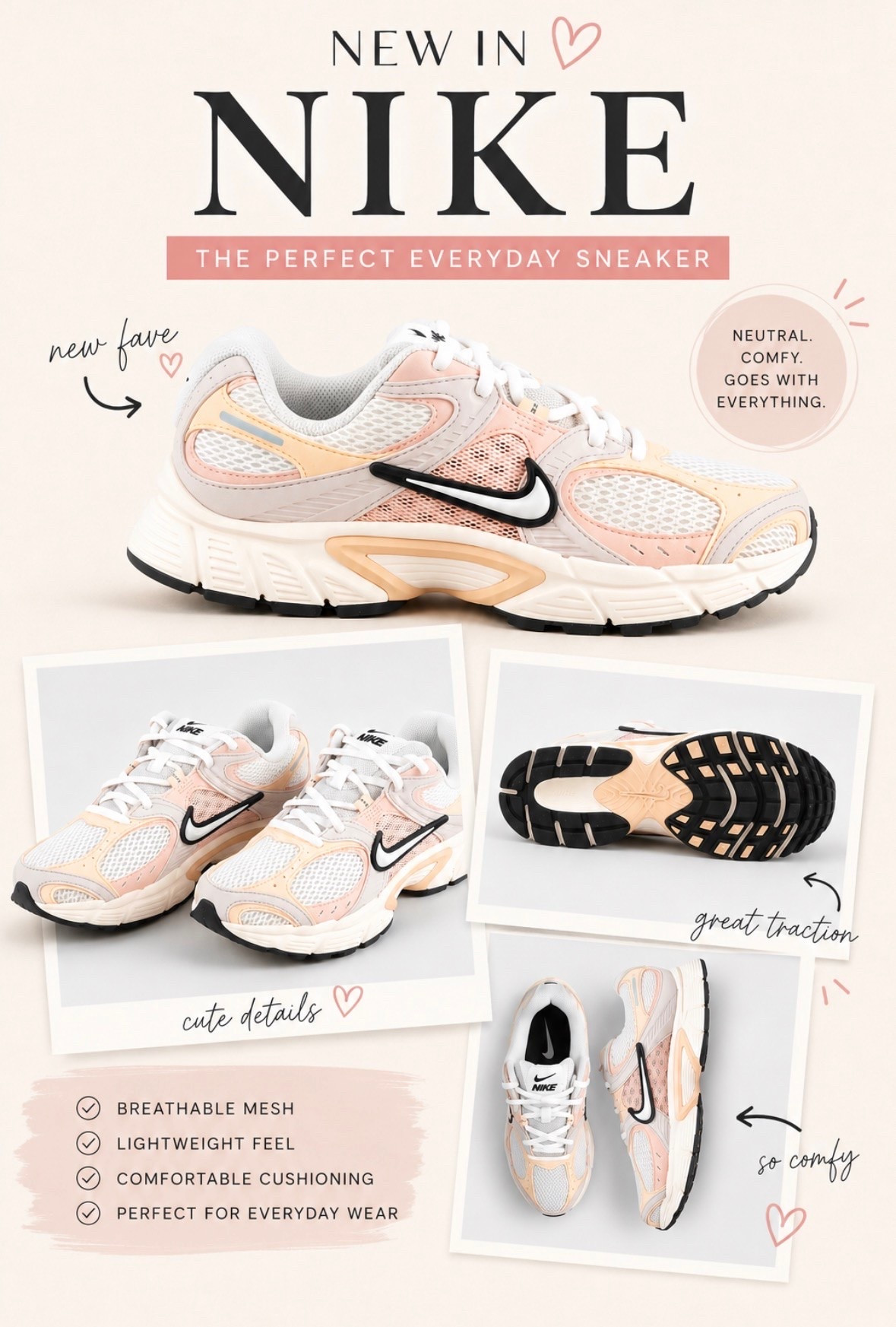 The prettiest neutral color combo that literally goes with everything AND they’re made with recycled materials ♻️✨ Lightweight, comfy, and perfect for everyday wear — from errands to mom life to travel days 🤍 Linked for you!


 #LTKStyle #LTKFinds #NikeStyle #NikeSneakers #EverydayStyle #NeutralSneakers #SneakerStyle #CasualOutfits #MomStyle #OOTD

#LTKdayinmylife #LTKmomlife #LTKActive