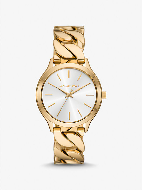 Slim Runway Gold-Tone Curb-Link Watch | Michael Kors US