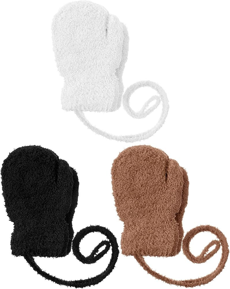 SATINIOR 3 Pairs Toddler Magic Stretch Mittens Full Finger Knit Gloves Winter Warm Mittens | Amazon (US)